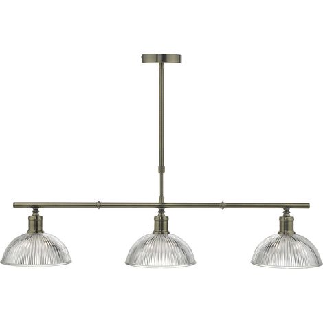 DAR DARA - Lampe à suspension droite en laiton antique et verre, 3x E14 (1/5)