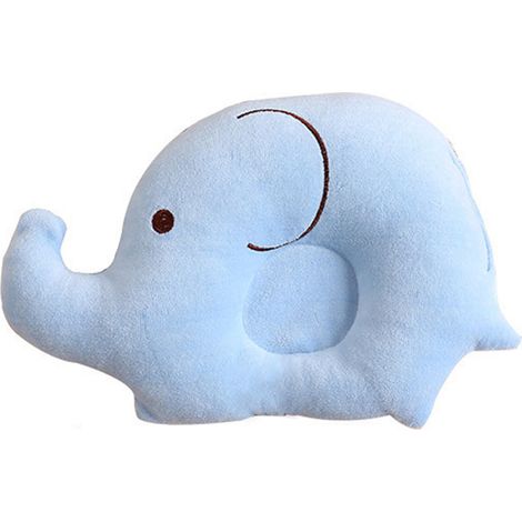 Coussin de sommeil bébé doux en peluche, animal cartoon élastique, portable et respirant, oreiller d'allaitement pour nourrisson 0-1 an, bleu (1/5)