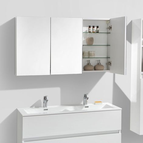 Spiegelschrank Bad 120 cm montiert Hochglanz weiß SIENA (1/5)