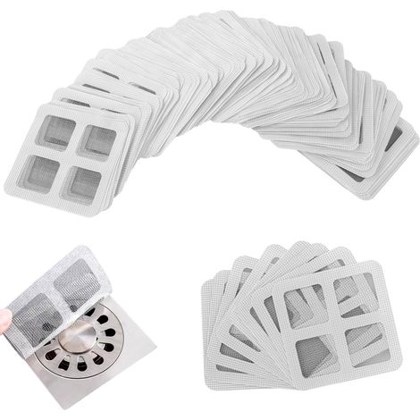 Lot de 100 autocollants jetables pour ramasser les cheveux de douche, 10 cm x 10 cm, filtre de douche pour éviter les drains bouchés, pour baignoire, salle de bain et cuisine (1/5)