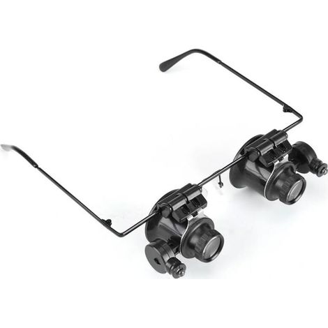 Professionnel Lunettes loupe Loupe de bijoutier Outil Réparation d'horloge de travail Lunettes 20XMagnifying LED Lumière Lentille Loupe pour Bijoutier, Horloger, Pièce et Stamp Connoisseur (1/5)