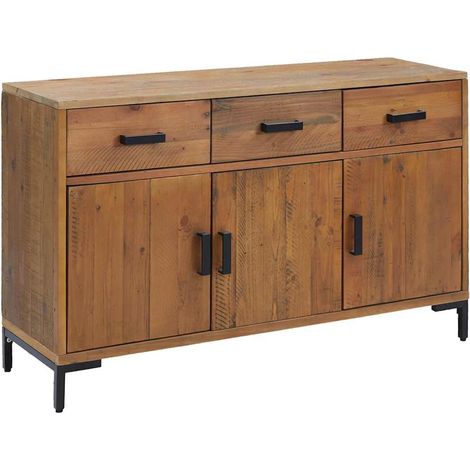 Buffet Meuble de rangement Marron 110x35x70 cm Bois de pin massif (1/5)