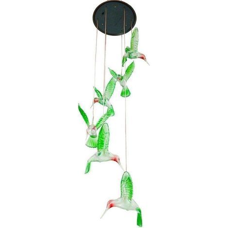 Solar Wind Chimes Hummingbird Multicolor LED Hanging Waterproof Solar Light Outdoor Chime Garden Decoration (1/5)