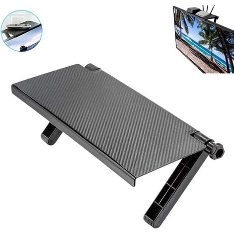 Support mural pour écran TV (1 pièce) - Étagère supérieure noire - Support mural pour TV - 33 x 16 cm - Convient pour enceintes, boîtiers multimédias, routeurs, télécommandes, consoles de jeux (noir) (1/5)