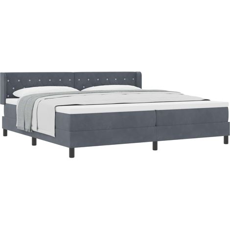 Maison Exclusive - Lit à ressorts avec tête de lit Gris foncé 200 x 200 cm Velours (1/5)
