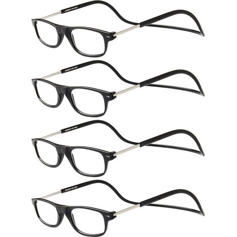 Gafas de lectura – [Juego de 4] Montura negra +3.50 dioptrías para hombre y mujer, con cierre magnético, plegables y ajustables (1/5)