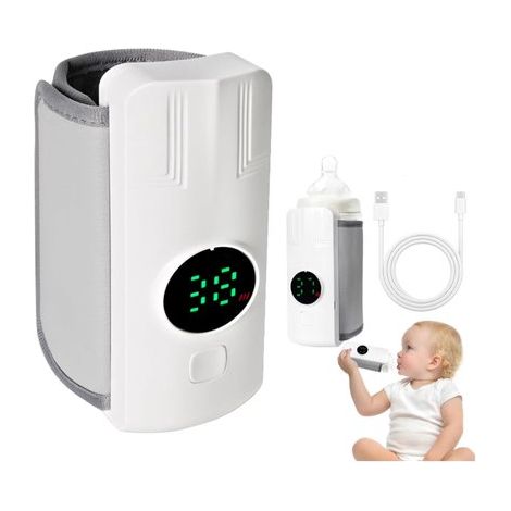 Calentador de biberones portátil,Calentador de biberones USB inalámbrico con pantalla LCD,4000 mAh,Calentador de biberones USB inalámbrico (1/5)