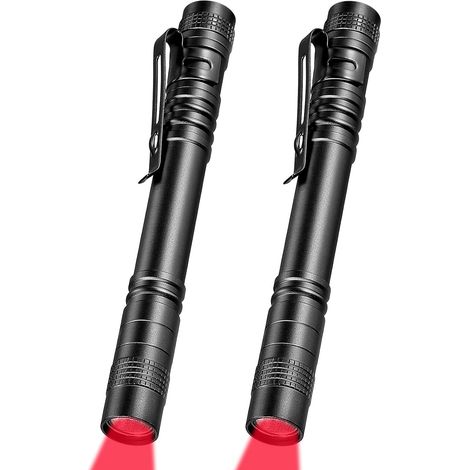 Lot de 2 lampes torches à lumière rouge - Lampe torche LED rouge en forme de stylo, lampe torche puissante pour l'astronomie nocturne, l'observation aérienne et les activités de plage respectueuses de (1/5)