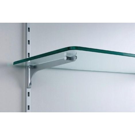 Console pour étagère en zamak finition chromé satiné – Longueur 200 mm – Équipée de 2 caoutchoucs anti-dérapants – Pour tablettes bois et verre – Sofadi