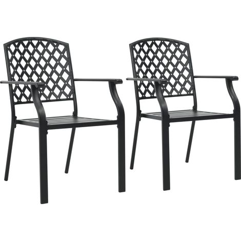 Set da 2 sedie da Esterno Impilabili in Acciaio Nere dal design elegante (1/5)