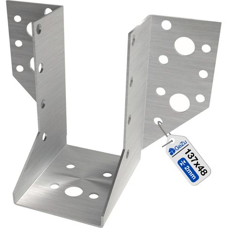 Sabots de charpente 48 x 137 mm – Galvanisé – Ailes extérieures – Sabots de poutre – Connecteurs de suspension pour poutres bois – Support robuste pour charpente et pergola – GeZu Impex