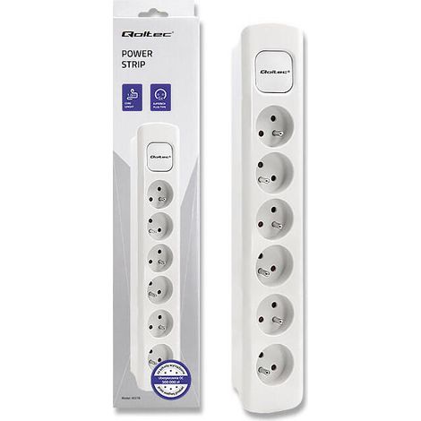 Regleta Qoltec  6 enchufes  1,8 m  Blanca (1/4)