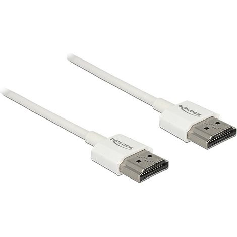 HDMI-Kabel mit Ethernet DeLOCK - 3m - dreifach abgeschirmt - 4K-Unterstützung - weiß