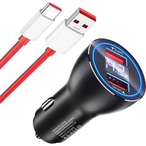 Cargador de coche USB SuperVOOC de 80 W con doble puerto USB y cable tipo C. (1/5)