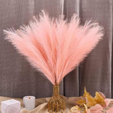 30 Pcs Herbe de Pampa Artificielle Rose 55 cm, Bouquet Fleurs Séchées pour Déco Intérieur Bohème (1/5)