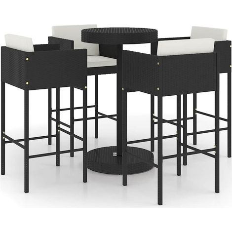 Maison Exclusive - 5-tlg. Gartenbar-Set mit Kissen Poly Rattan Sc