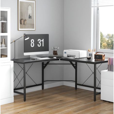 scrivania angolare 150x150 cm grande piano nero ufficio OKMYHOME (1/4)