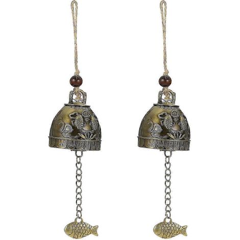 Lot de 2 cloches Feng Shui en métal, style vintage, à suspendre dans la maison ou le jardin. Carillon éolien. (1/5)