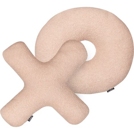 Set of 2 Decorative Cushions HESPERIS Boucle Pastel Pink Solid