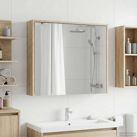 vidaXL Armario con espejo de baño Roble Sonoma 73,5 x 16 x 62,5 cm (1/5)