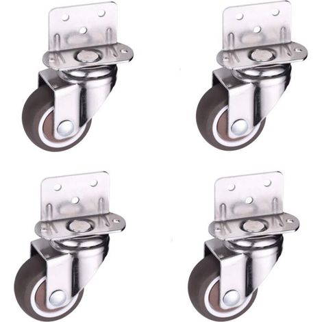 Lot de 4 petites roulettes pivotantes de 25 mm pour meubles, roulettes en L pour lit bébé, armoire, meuble, table, capacité de charge : 11 kg par roue