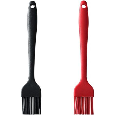 VtiziklPinceau de Cuisine,Pinceau à Pâtisserie,Pinceau Patissier Silicone,Pinceaux de Barbecue en Silicone,pour Cuisiner,Barbecue, Gâteaux, Cuisson, 21 cm,2 PCS(Noir+rouge) (1/5)