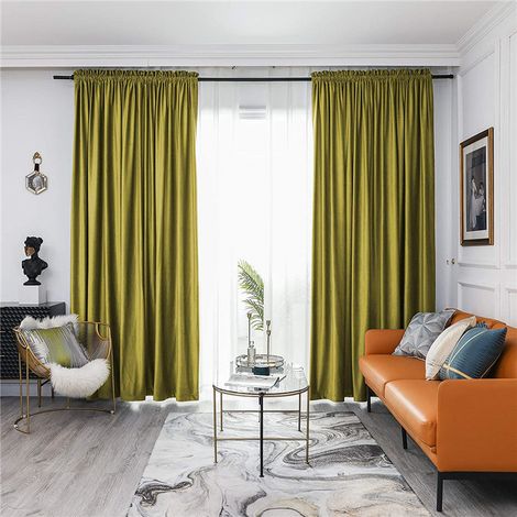 Rideau occultant pour salon, rideau isolant thermique, rideau en velours uni, convient pour la chambre et le salon, lot de 2 (150 x 250 cm).