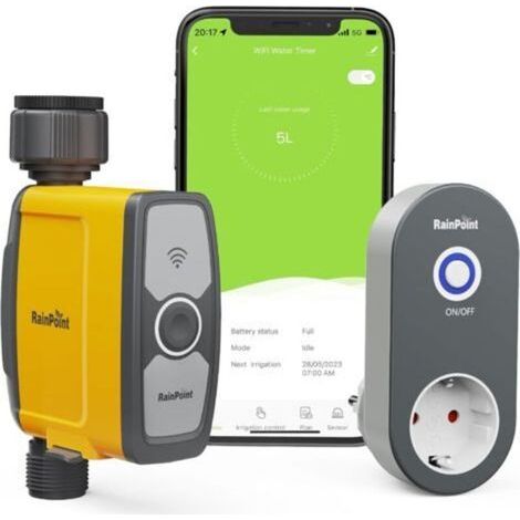 Rain Point Ordinateur d'irrigation WiFi, Horloge d'arrosage de Jardin avec Application/Commande vocale, étanche et pour Jardin, Serre, Agriculture/Compatible avec Les Prises Standard européennes (1/5)