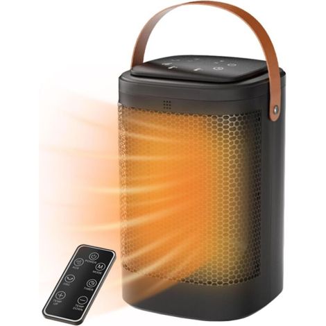 Auxiliary heater, 1500W, PTC ceramic, with remote control, timer, overheat protection, suitable for home, office and bedroom.