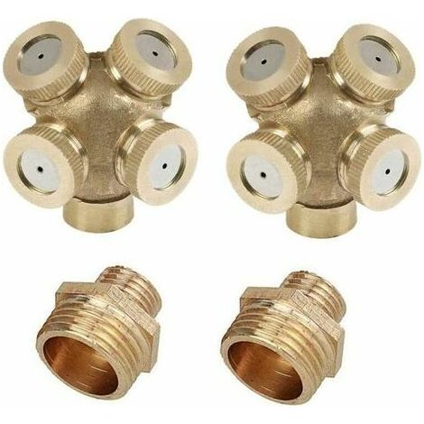 Lot de 2 buses de pulvérisation en laiton avec trou, buse de brumisation, arroseurs de jardin, connecteur de tuyau d'eau pour le jardinage et l'agriculture (1/3)