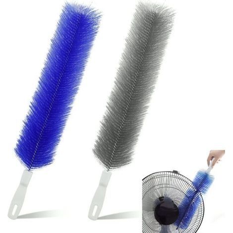 Lot de 2 plumeaux en toile d'araignée - Brosse de nettoyage en plastique - Tête en microfibre - Réutilisable - Pour volets de climatisation, ventilateurs de plafond, grilles d'aération, rideaux, (1/4)