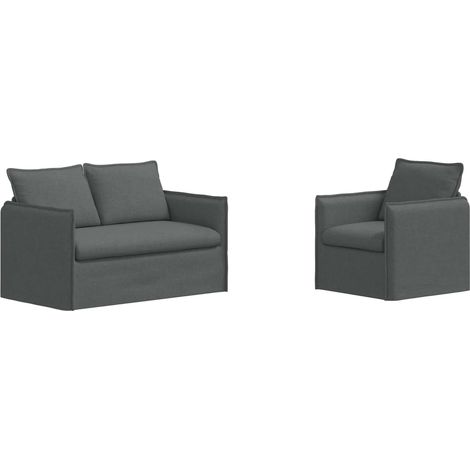 Ensemble de Canapés 2 pcs  Salon de jardin Gris foncé 136 x 82 x 85 cm Tissu
