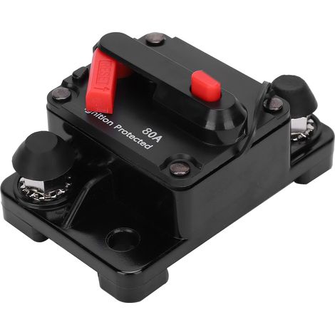 Disjoncteur à réarmement automatique, porte-fusible en cuivre étanche, interrupteur automatique rouge, 12-42 V CC, 80 A (1/5)