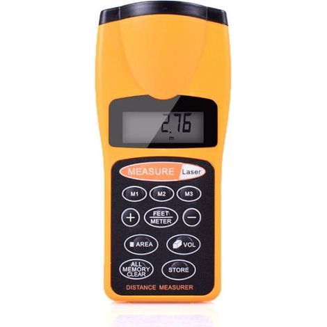 Misuratore di distanza a ultrasuoni LCD multifunzionale con puntatore laser, telemetro digitale per uso domestico (1/5)