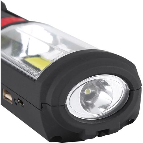 Lampe torche LED COB rechargeable 3W, idéale pour le camping, les travaux d'urgence et les travaux, avec support magnétique rouge. (1/5)
