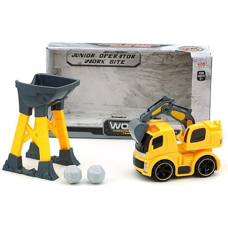 Excavadora con contenedor de escombros