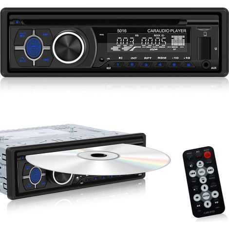 1 Din Autoradio CD Player - Lecteur CD Voiture avec Appel Mains Libres Bluetooth - Récepteurs Audio avec Radio AM/FM - DVD/USB/Carte SD/Port AUX + Télécommande (1/5)