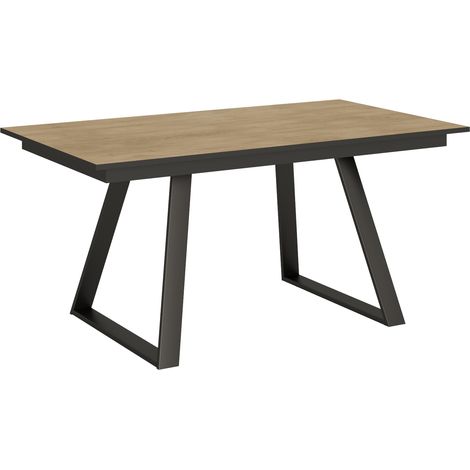 Tavolo allungabile 90x160/220 cm Bernadette Quercia Natura telaio Antracite (1/5)