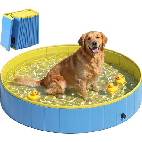 PawHut Dog Pool Dog Bath Tub Dog Paddling Pool, Blue, 140 x 30cm