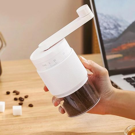 Moulin à café manuel en céramique blanche, avec mouture réglable pour expresso, cafetière à piston et café filtre, idéal pour la maison, le bureau et les voyages.-AquaForge (1/4)