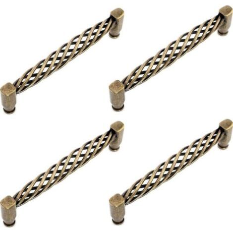 4X Poignées de Porte Cuisine Creux Vintage avec Vis Boutons pour Meubles Armoires Commodes - Bronze/128mm (1/4)