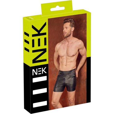 NEK - Schwarze Herren-Shorts in matter Optik mit verstellbaren seitlichen Schnallen, Größe S (1/5)