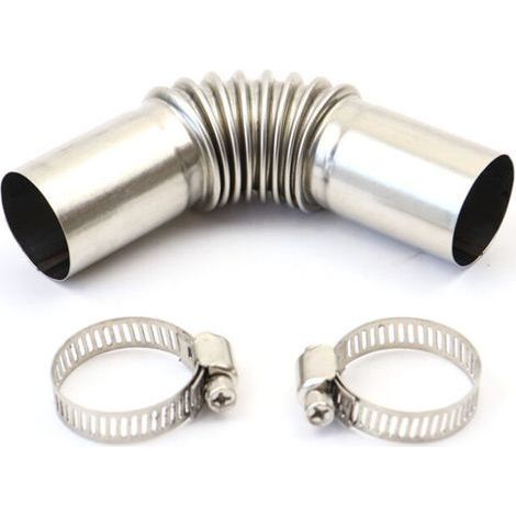 Satz mit 4 Abgasrohren für Dieselheizung, 25-mm-Edelstahl-Winkelstück mit 4 Schlauchschellen, silber. (1/3)