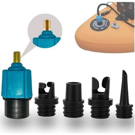 Adattatore per pompa da paddleboard TAISHENGDA, adattatore per pompa da kayak con 4 ugelli per valvola dell'aria per kayak/materasso gonfiabile/stand-up paddleboard/barca, convertitore di valvola dell (1/5)