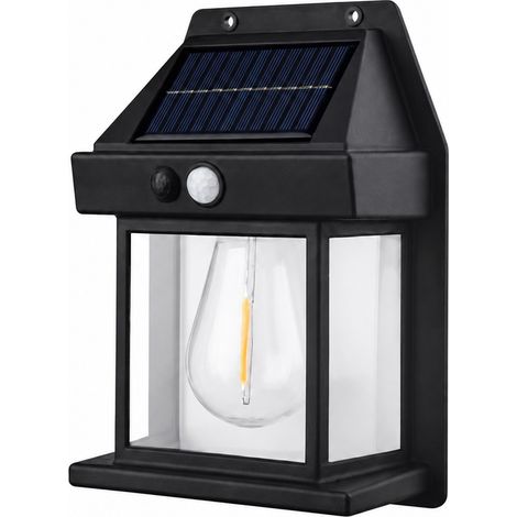 Applique murale solaire noire en forme de maison, batterie 18650, détection de mouvement, IP55, 11 × 16 × 5 cm, 175 g, 18,65 kg – Livraison gratuite (1/5)