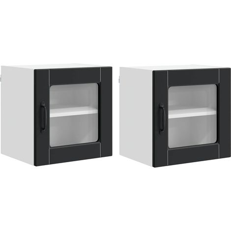 Maison Exclusive - Mobile in vetro da parete PORTO 2 pcs Nero 40 x 31 x 40 cm