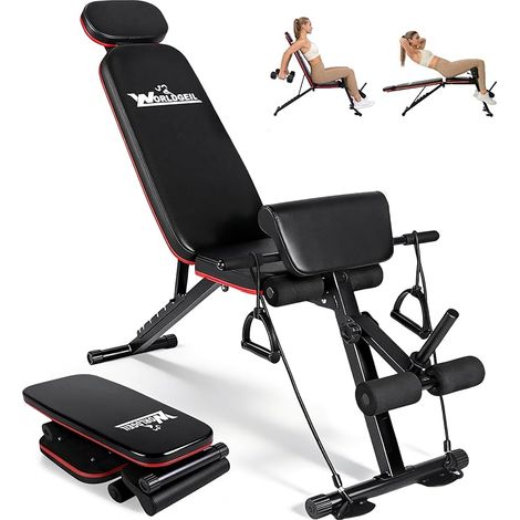 GBLY Panca per manubri pieghevole e regolabile panca fitness multifunzione per la casa 7 in 1 panca inclinata e panca di allenamento per allenamento total body panca per casa o palestra