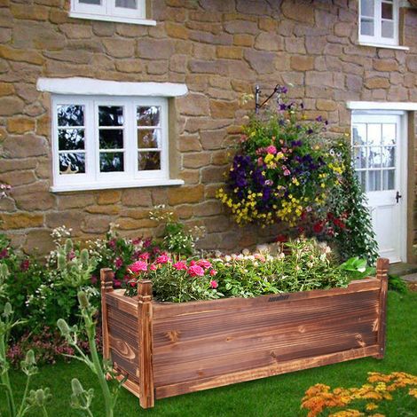 Potager Végétable - Bac Potager en Bois Massif - 87x21x10.5cm - Jardinière Extérieur pour Balcon Terrasse Jardin (1/5)