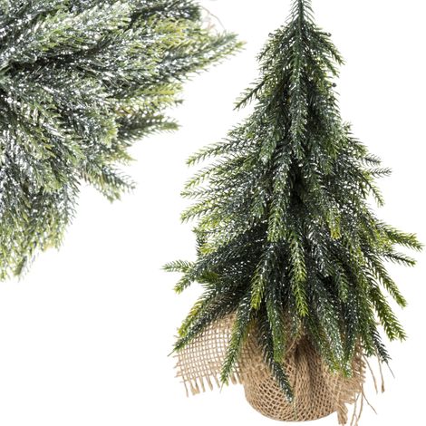 Piccolo albero di Natale artificiale in juta, 26 cm, colore argento. (1/5)