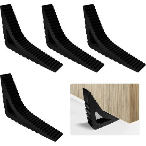 4 Pièces Bloc Porte, Cale Porte au Sol en Caoutchouc, Bloque Porte au Sol avec Plusieurs Angles, Arret de Porte de Fenêtre Portable, Convient pour Cuisine Salle de Bain Chambre Fenêtre (Noir) (1/5)